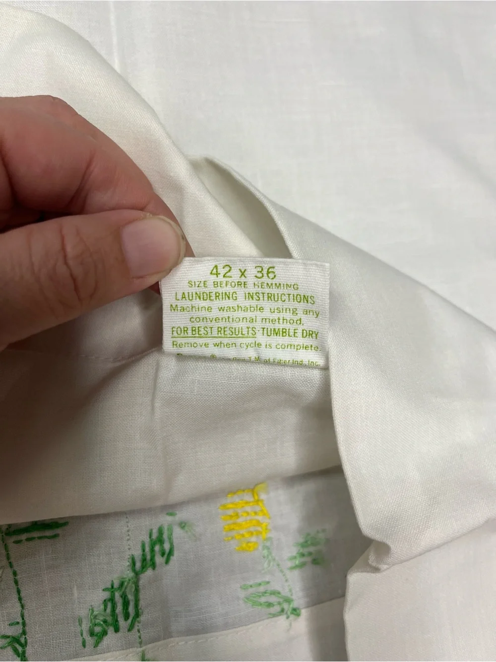 Set of Vintage Embroidered Yellow Floral Cotton pillowcase White and 42x36